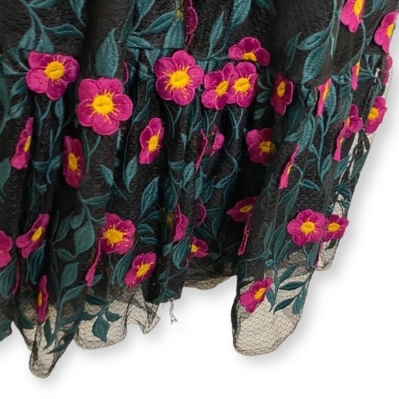 Dress the Population Sunny Floral Maxi Dress black pink teal flowers appliqué S - Picture 7 of 13